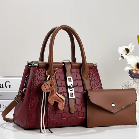 Femmes PU Cuir Fourre-tout Et Pochette Décor De Rivets Grande Capacité Sac À Main Sac Bandoulière Urban Simple Fashion