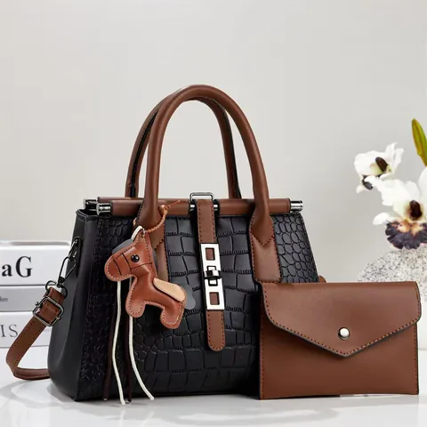 Femmes PU Cuir Fourre-tout Et Pochette Décor De Rivets Grande Capacité Sac À Main Sac Bandoulière Urban Simple Fashion