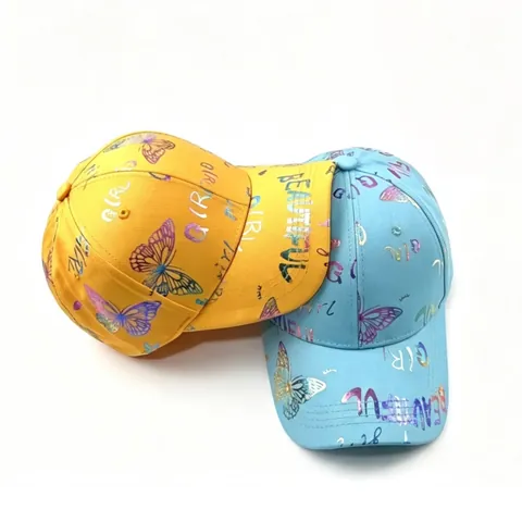 Berretto da Baseball Donna con Farfalla Stampata in Oro Stampa Lettere Cotone Cappello Sole Regolabile Moda Coreana Visiera
