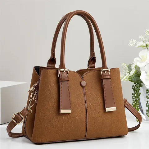 Große PU Leder Patchwork Farbblock Damen Handtasche Lässige Urbane Minimalistische Tote Schultertasche