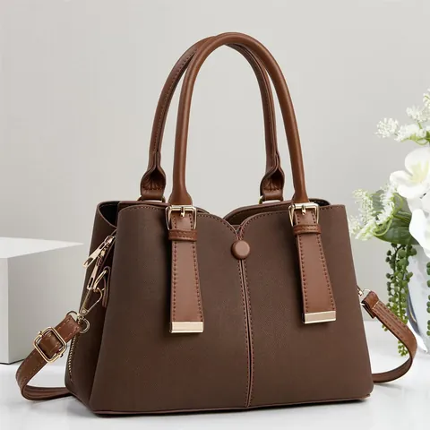 Große PU Leder Patchwork Farbblock Damen Handtasche Lässige Urbane Minimalistische Tote Schultertasche
