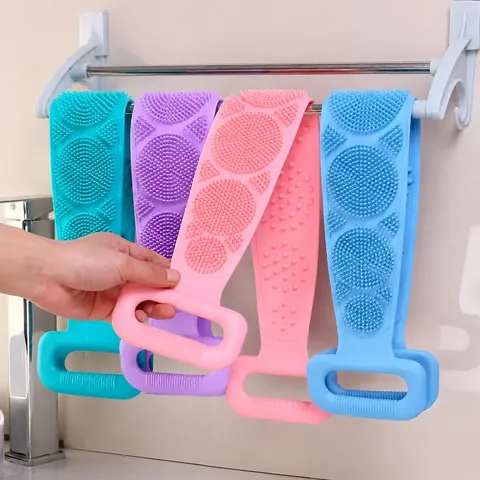 Silicone Back Scrubber For Shower Double Sided Exfoliating Bath Belt For Body Deep Clean Massage Shower Belt Flexible Wash Strap Scrub Brush