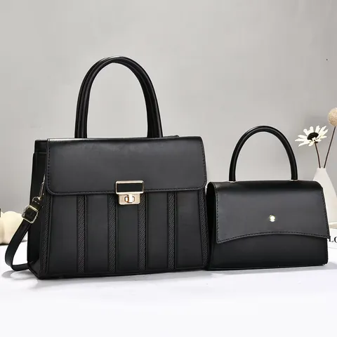 Women Fashion Patchwork PU Leather Handbag And Crossbody Bag Set Versatile Shoulder Bag Casual Daily Top Handle Bag