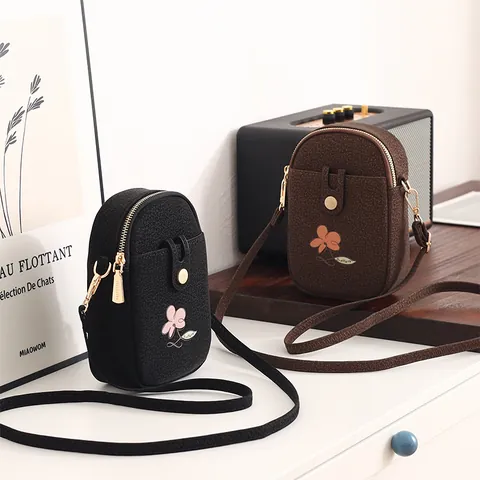 Sac Bandoulière Pour Téléphone Portable Femme Cuir PU Motif Matelassé Sangle Réglable Mini Pochette Élégante