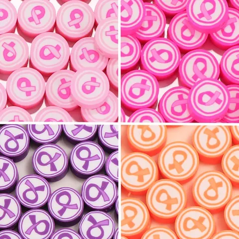 Polymer Clay Pink Ribbon Round Loose Spacer Beads DIY Jewelry Making Craft Supplies Pink Rose Red Handcrafted Accessory