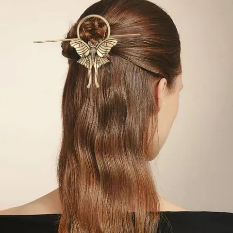Vintage Gothic Insect Moth Butterfly Alloy Hair Stick Metal Bun Hairpin Hair Accessories For Women Gold Silver Fashion Jewelry