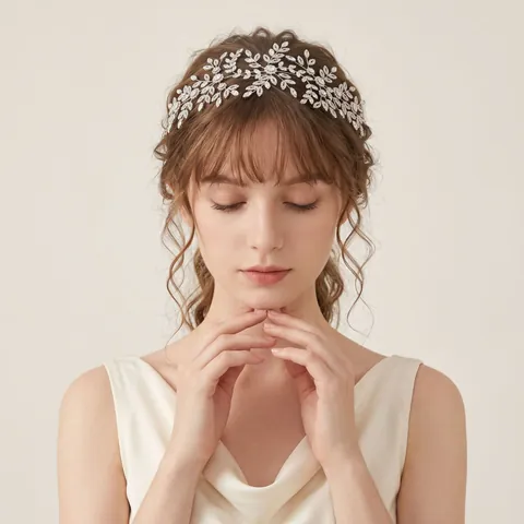 Luxury Bridal Hair Vine Zircon Rhinestone Floral Leaf Headband For Wedding Party Elegant Handmade Women Hair Accessories