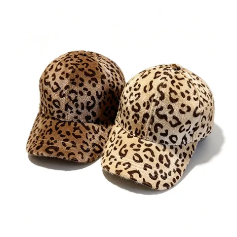 Leopard Print Plush Baseball Cap Winter Warm Faux Fur Adjustable Fashion Trucker Hat For Women Men Kids Outdoor Headwear