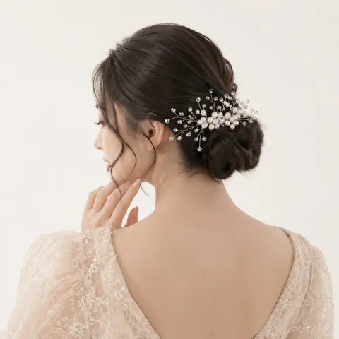 Bridal Hair Comb Alloy Faux Artificial Pearl Rhinestone Crystal Flower Wedding Headpiece Elegant Vintage Hair Jewelry For Women