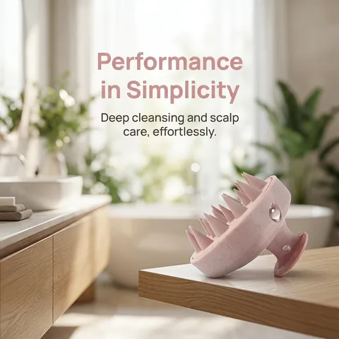 Scalp Massage Brush Wheat Straw Silicone Hair Washing Comb Head Massager Round Ergonomic Handle For Scalp Cleaning
