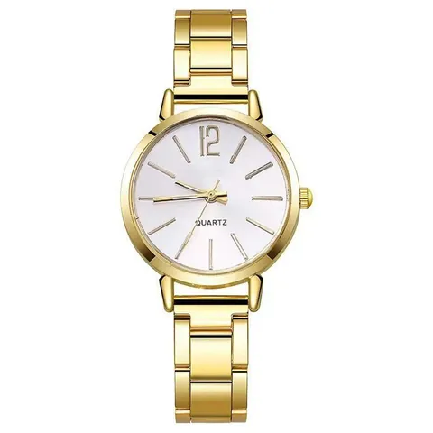 Damen Quarz Uhr Minimalistisch Rundes Zifferblatt Legierung Gliederarmband Lässig Mode Armbanduhr Für Frauen