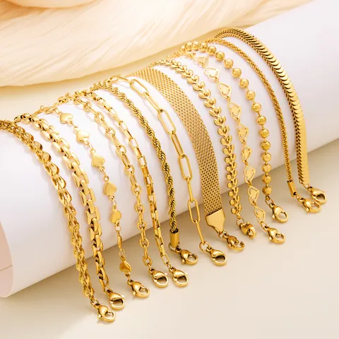 Mode Minimalistisch 18K Vergoldet Edelstahl Armband Für Damen Hochwertige Titanstahl DIY Gliederkette Armband Elegantes Schmuck Geschenk
