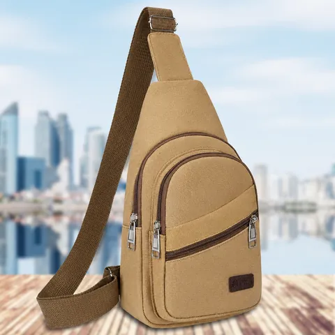 Men Waterproof Nylon Chest Bag Casual Sport Large Capacity Crossbody Sling Bag For Travel Outdoor Everyday Fashion Bag