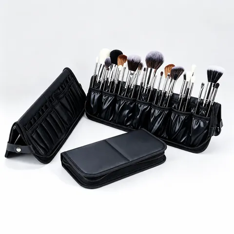 Borsa Per Pennelli Da Trucco Professionale Pieghevole In Pelle PU Tessuto Multi Slot Organizzatore Per Cosmetici Portatile Per Truccatori