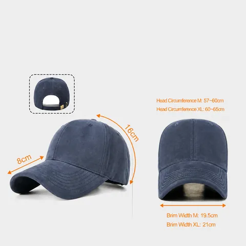 Vintage Gewaschene Baumwolle Baseballkappe Für Damen Herren Großer Kopfumfang Distressed Retro Sonnenhut Breite Krempe Verstellbare Outdoor Freizeitkappe