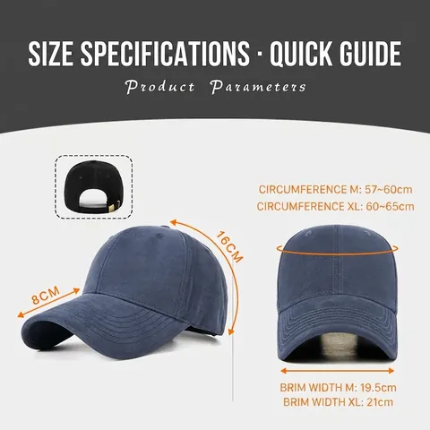 Vintage Gewaschene Baumwolle Baseballkappe Für Damen Herren Großer Kopfumfang Distressed Retro Sonnenhut Breite Krempe Verstellbare Outdoor Freizeitkappe