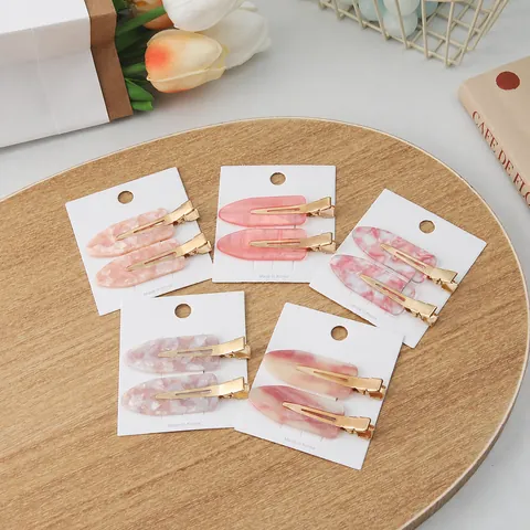 Acetate Cherry Blossom Pink Marble Hair Clips No Trace Seamless Makeup Hairpins For Women Girls Handmade Sweet Hair Accessories