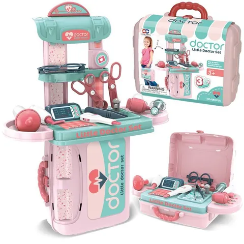 Juego de Imitación Portátil 2 en 1 para Niños Maletín de Doctor Cocina Maquillaje Herramientas Con Sonido y Luz Juguete Educativo Regalo para Niños