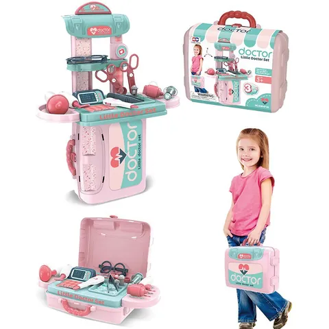 Juego de Imitación Portátil 2 en 1 para Niños Maletín de Doctor Cocina Maquillaje Herramientas Con Sonido y Luz Juguete Educativo Regalo para Niños