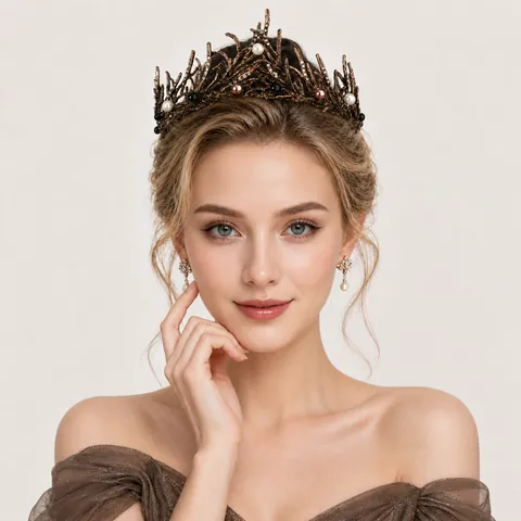 Barock Tiara Krone Halskette Ohrringe Strass Imitation Künstliche Perle Legierung Luxus Vintage Hochzeit Braut Bankett Party Kopfschmuck