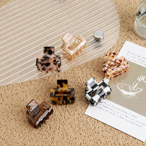 Acetaat Haarklemmen Retro Luipaardprint Geblokt Marmer Sterke Grip Rechthoekige Haarklauwen Voor Dames Meisjes Styling
