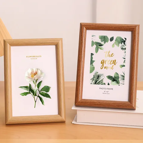 Modern Minimalist Wooden Look MDF Picture Frame With Rounded Edge For Tabletop Wall Decor Rectangular Desktop Photo Frame