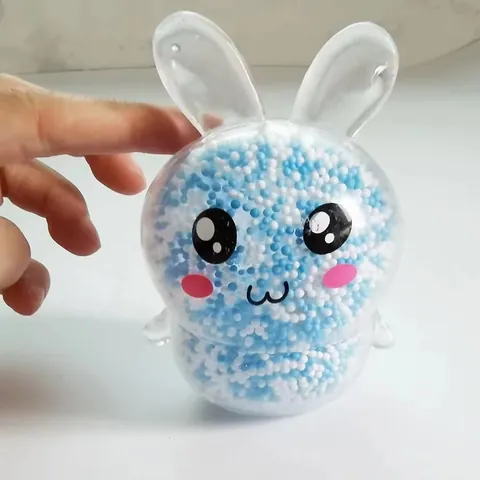 Easter Bunny Squishy Stress Relief Toy Flash Glowing Foam Beads Bunny TPR Animal Rabbit Squeeze Toy Fun Decompression Toy
