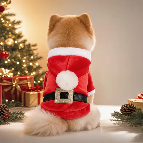 Haustier Weihnachten Kostüm Plüsch Weihnachtsmann Kapuzenmantel Für Kleine Hunde Katzen Winter Warm Vlies Welpen Kleidung Urlaub Party Outfits