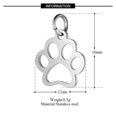 Edelstahl Haustier Pfote Hohl Anhänger Nur Für DIY Schmuckherstellung Poliert Tier Fußabdruck Charm Für Halskette Armband