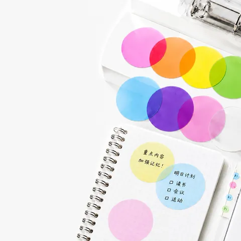 Translucent Circular Sticky Notes PET Waterproof Index Tabs Colorful Writable Decorative Page Markers For Office School