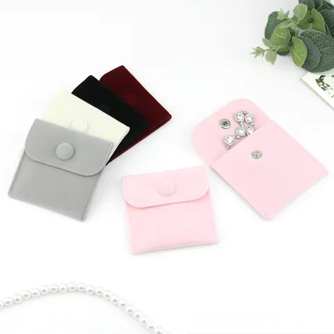 Fluwelen Sieradenzakje Metalen Drukknop Klep Opbergtas Envelopstijl Zachte Microvezel Organizer Voor Ringen Oorbellen En Kettingen