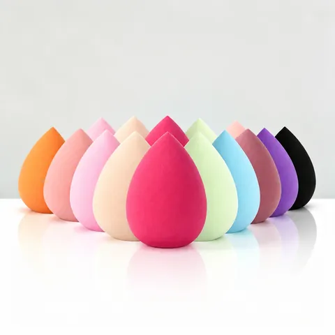 Esponja De Maquillaje Beauty Blender Hidrófila Suave Uso Dual Base Polvo Gota De Agua Calabaza Corte Oblicuo Colorido