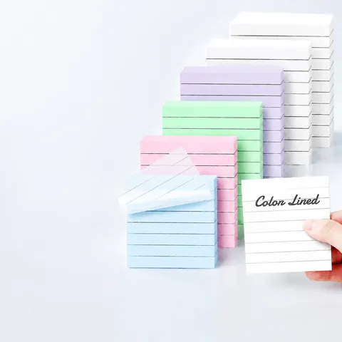 Notas Adhesivas Transparentes Rayadas PET Impermeable Morandi Coloridas Bloc De Notas Autoadhesivas Para Oficina Escuela Plan