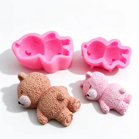 Sleeping Bear Silicone Mold 3D Cartoon Stereoscopic Mousse Cake Ice Cream Chocolate Jelly DIY Baking Tool
