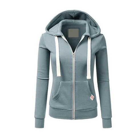 Sudadera con Capucha y Cremallera Informal para Mujer Patchwork de Manga Larga Chaqueta con Capucha con Bolsillos Color Sólido Top