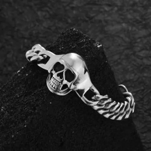 Herren Dominante Titanstahl Totenkopf Armband Punk Hip Hop Panzerkette Persönlichkeit Mode Schmuck Rock Accessoire