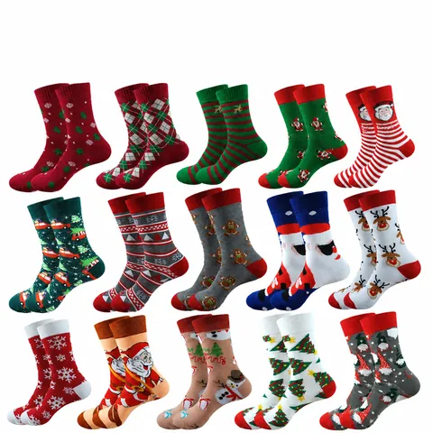 Calze al Polpaccio Unisex di Natale Festivo Babbo Natale Pupazzo di Neve Motivo Morbido Poliestere Traspirante Calze per Uomini Donne