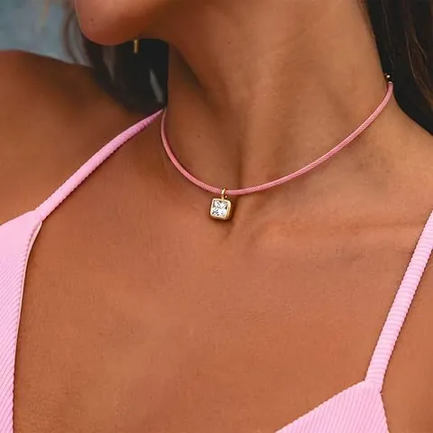 Collar Choker de Cuerda Fina Estilo Bohemio para Mujer Colgante de Circonia Acero Inoxidable Cadena de Clavícula Simple Joyería