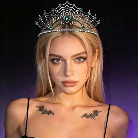 Barok Gotische Spinnenweb Legering Kroon Voor Vrouwen Halloween Feest Strass Spin Tiara Hoofdband Vintage Bruids Haaraccessoires