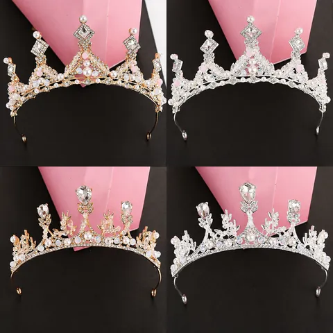 Couronne Diadème de Princesse pour Filles en Alliage Plaqué Or Argent Avec Papillon Perles Artificielles et Strass Serre-tête Accessoires de Coiffure Fête