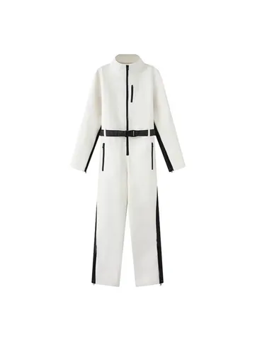 Women Fashion One-Piece Ski Suit Polyester Cotton Padded Slim Fit Snowsuit Winter Outdoor Sportswear Top And Bottom