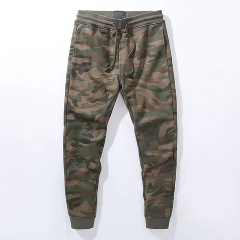 American Retro Men Camouflage Joggers Cotton Knitted Sweatpants Loose Casual Cuffed Pants Streetwear Sport Trousers For Men