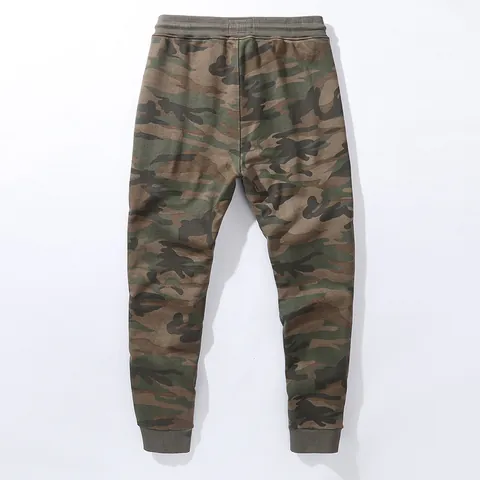 American Retro Men Camouflage Joggers Cotton Knitted Sweatpants Loose Casual Cuffed Pants Streetwear Sport Trousers For Men