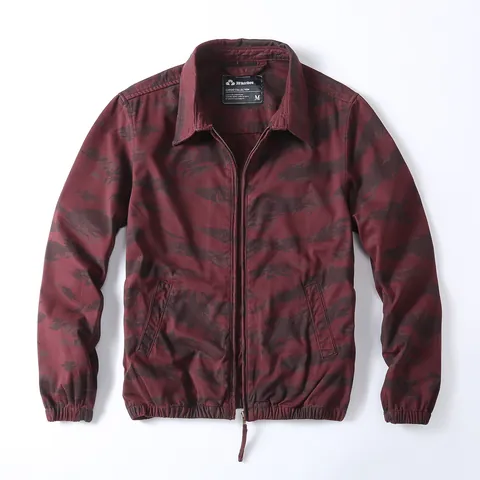 Men Vintage American Workwear Jacket Cotton Multi-Pocket Camouflage Printed Lapel Zipper Loose Fit Jacket For Outdoor Casual