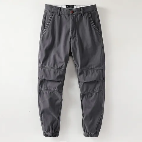 Men American Vintage Fleece Lined Cargo Pants Cotton Solid Color Distressed Multi Pocket Casual Warm Jogger Pants For Winter