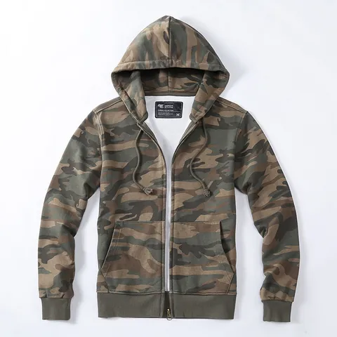 Chaqueta de Punto de Camuflaje de Algodón Casual para Hombre Cárdigan con Capucha y Cremallera Manga Larga Corte Holgado Ropa Deportiva Top
