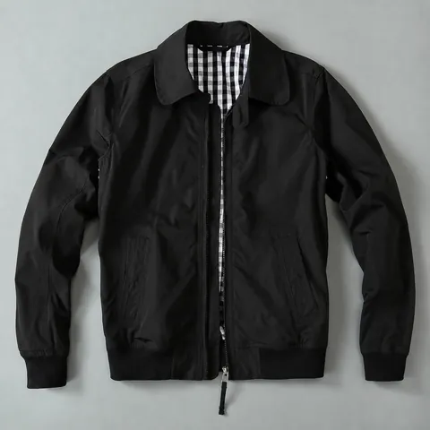 Chaqueta Bomber Acolchada Casual para Hombre Abrigo Guateado Cálido Con Forro de Cuadros Cuello Solapa Ribete Acanalado Cremallera Top