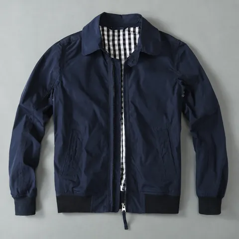 Chaqueta Bomber Acolchada Casual para Hombre Abrigo Guateado Cálido Con Forro de Cuadros Cuello Solapa Ribete Acanalado Cremallera Top
