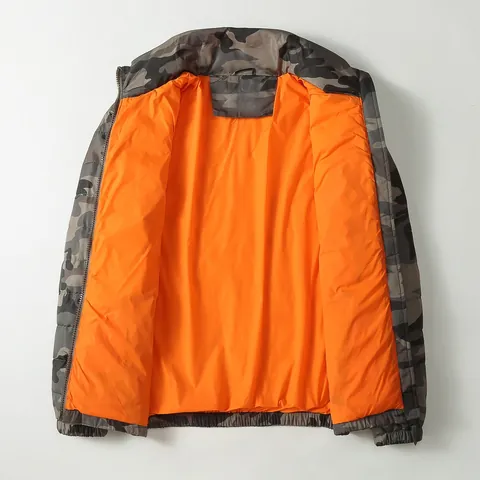 Men's Workwear Camouflage Padded Down Jacket Windproof Thickened Warm Stand Collar Contrast Lining Top Winter Jacket