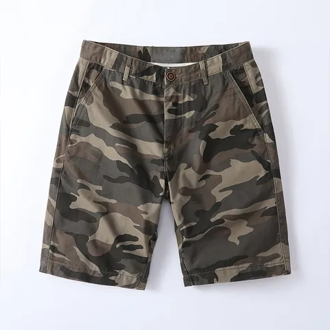 Men Vintage Cotton Cargo Shorts Casual Camouflage Solid Color Summer Workwear Shorts For Daily Outdoor Multi-Pocket Bottoms